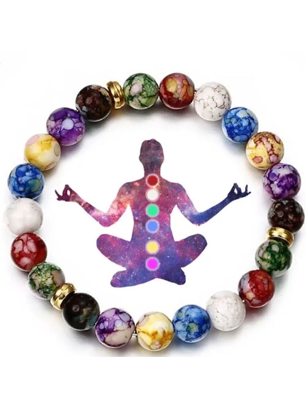 Volcanic Stone Colorful 7 Chakra Energy Bracelet